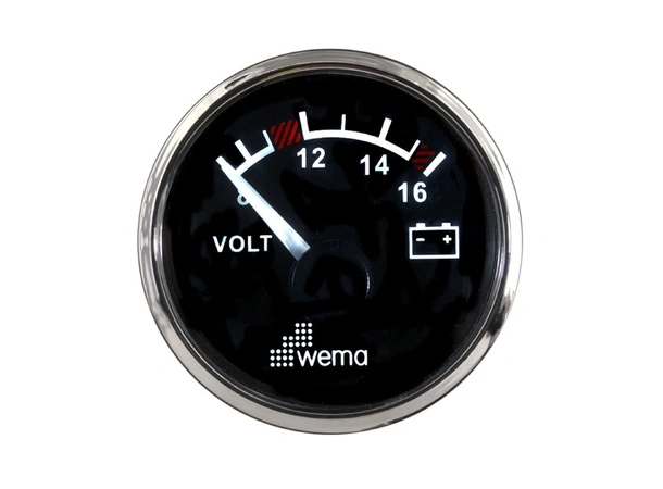 WEMA Voltmeter analog 8-16V SL-sort